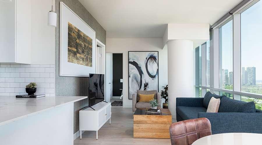 Sentral Michigan Avenue Aparthotel Chicago Ruang foto Interior of a typical apartment